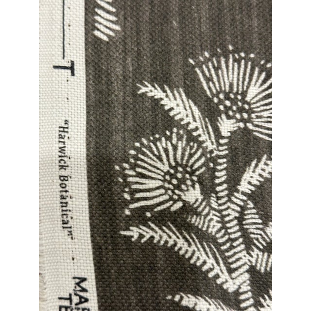 Maresca Textiles Harwick Botanicals Fabric in Charcoal 6 Yards Linen Blend For Sale In Raleigh - Image 6 of 6
