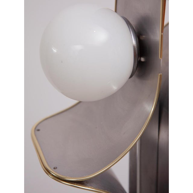 Vintage Floor Lamp in Brushed Metal and Opaline, 1969 For Sale - Image 11 of 17