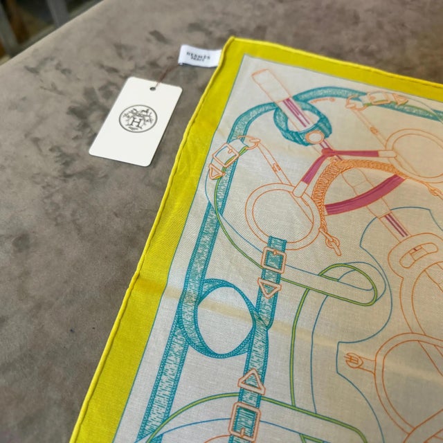 Textile A 21st Century New Hermès Silk Scarf "Eperon D'or" by Henry d'Origny For Sale - Image 7 of 12
