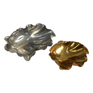 Shell Metal Sculptures by Tommaso Barbi, 1970s, Set of 2 For Sale