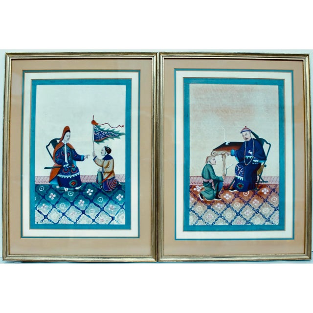 Pair of Chinese Export Paintings on Mulberry Pith Paper, 19th Century For Sale - Image 11 of 11