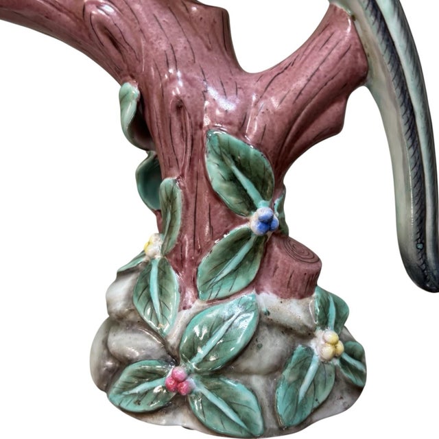 Pair Parrot Phoenix or Peacock Bird Figurines Table Sculptures - Hand Painting Chinese Porcelain Book Matching Set - Chelsea House Mottahedeh Style For Sale In Chicago - Image 6 of 10