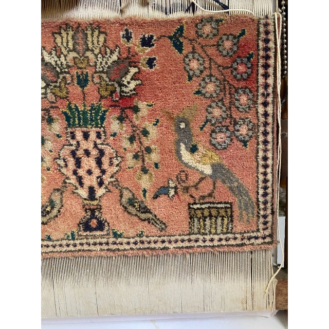 Early 20th Century Rustic Decorative Wool Rug Wall Hanging Weaving Loom With Corresponding Weaving Tools For Sale - Image 4 of 12