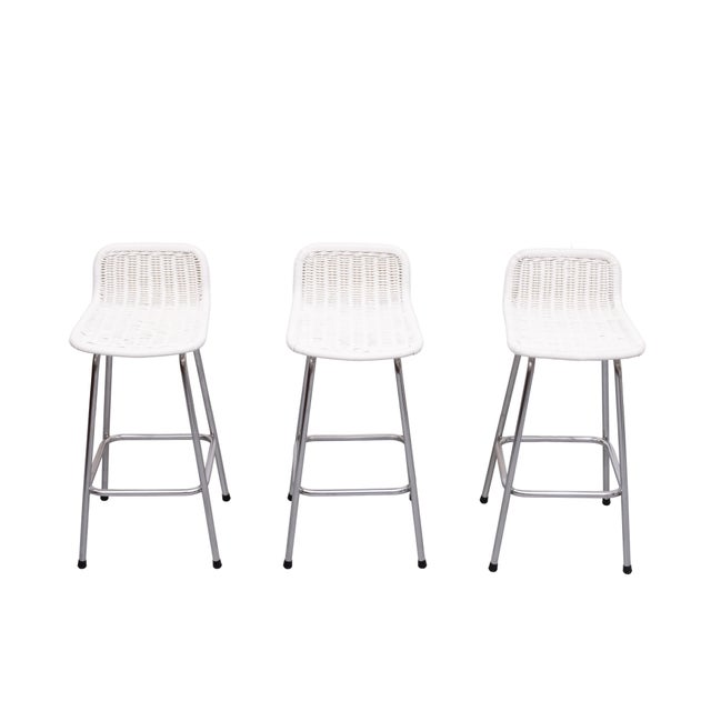 Rattan Bar Stools from Rohé Noordwolde, Netherlands, 1960s, Set of 3 For Sale - Image 6 of 10