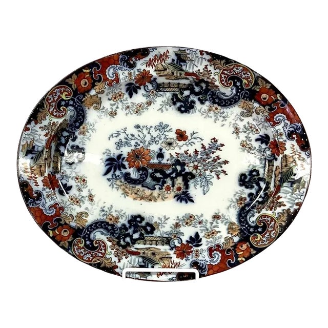 Large Oval English Japanned Platter For Sale