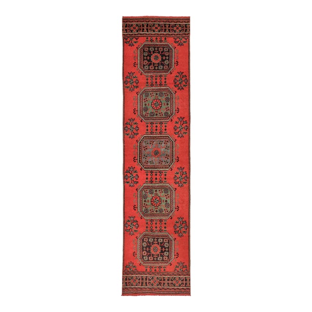 Mid 20th Century Red Vintage Turkish Oushak Runner For Sale