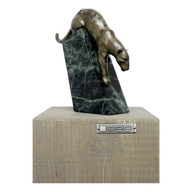 Art Deco Style Sneaking Panther Sculpture, Dark Bronze For Sale