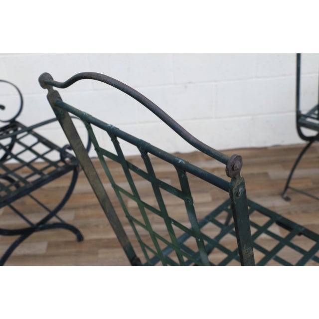 Vintage Set of 4 Hervé Baume French Wrought Iron Folding Patio Chairs, 1970s For Sale - Image 16 of 18