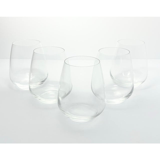 Contemporary Luigi Bormioli “Crescendo” Set of 5 Stemless Wine Glasses Signed For Sale - Image 3 of 6