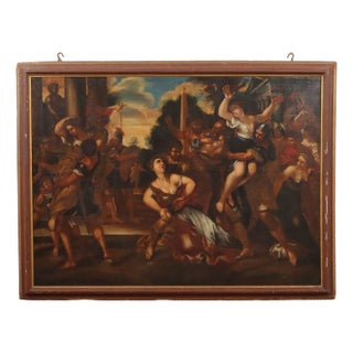 Roman School Artist, The Abduction of the Sabine Women, 1600s, Oil on Canvas For Sale