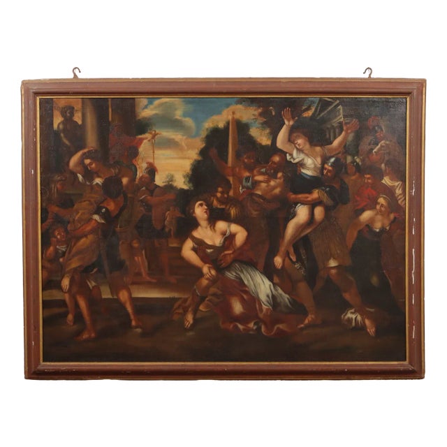 Roman School Artist, The Abduction of the Sabine Women, 1600s, Oil on Canvas For Sale