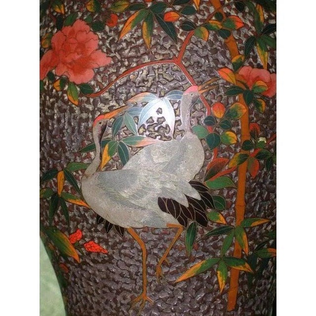 Late 19th Century Japanese Cloisonne Porcelain Vases Totai Tree Bark - A Pair For Sale - Image 12 of 12