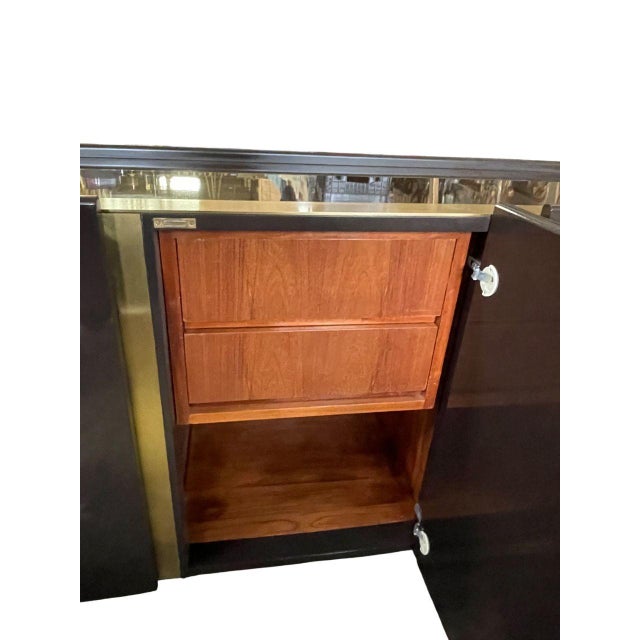 Metal Large Lacquered and Brass-Mounted Credenza by Pierre Cardin. Circa 1960's. For Sale - Image 7 of 9