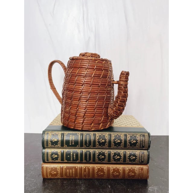 Vintage Wicker Teapot | basket teapot | wicker decor | kitchen decor Vintage wicker teapot Used for decor Lid does not...