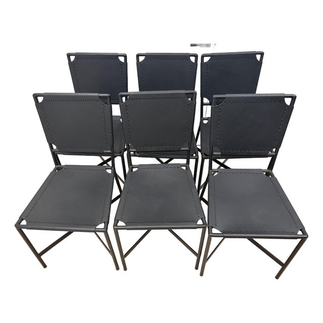 Six (6) Black Laredo Dining Chairs by Crate & Barrel For Sale