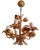Italian Hollywood Regency Style Floral Chandelier in Gold Metal, 1970s For Sale