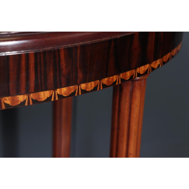 Wood Art Deco French Oval Side Table in Macassar Ebony, 1925 For Sale - Image 7 of 14