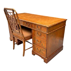 1960s Chinoiserie Style Desk & Chair by Drexel Heritage, Usa 1960's, Set of 2