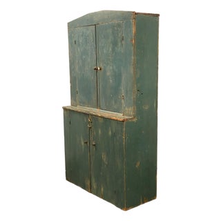 Mid 19th Century Farmhouse Step Back Cupboard For Sale