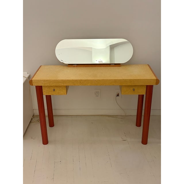 Burnt Umber 1980s Ettorre Sottsass/ Marco Zanini Memphis Makeup Vanity and Chair, Attrbuted For Sale - Image 8 of 9
