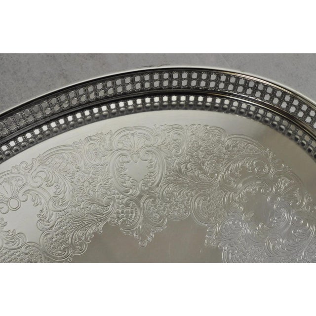Metal Vintage William Adams Wa Italy Silver Plated Oval Raised Gallery Bar Tray For Sale - Image 7 of 14