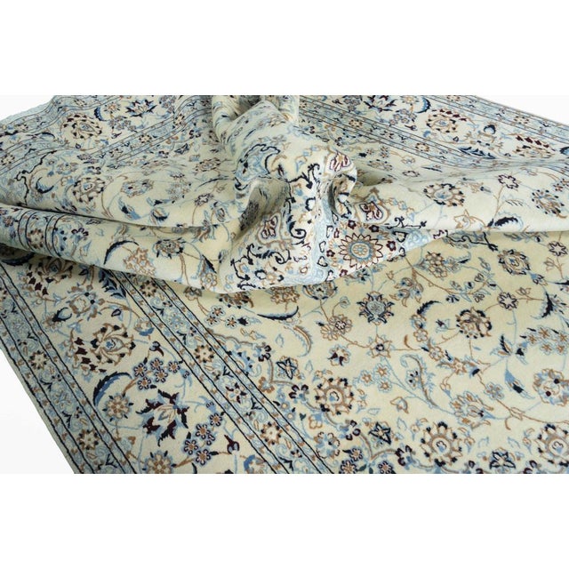 Hand-Knotted Oriental Rug Nain 9la Rug with Silk For Sale - Image 11 of 13