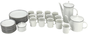 Porcelain Tableware Service Friedrichstrasse 4042 with Platinum Rim by Hans Theo Baumann for Rosenthal, Germany, 1970, Set of 40