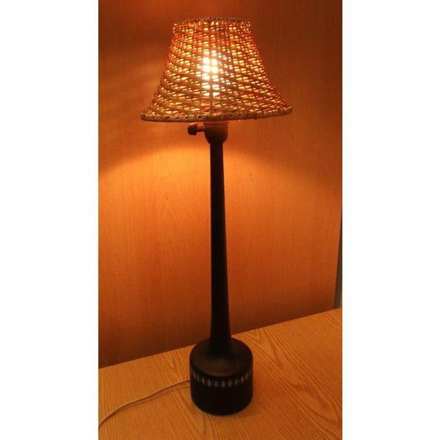 Original 1960s/70s Decorative table lamp. By Hans-Agne Jakobsson. with a heavy, foil-covered base and the rare original...