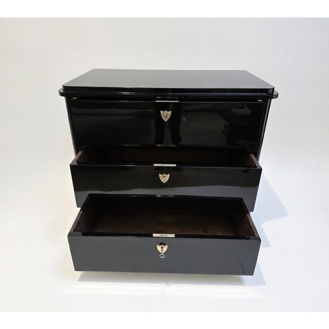 Metal Biedermeier Chest of Drawers in Polished Blackened Wood For Sale - Image 7 of 12