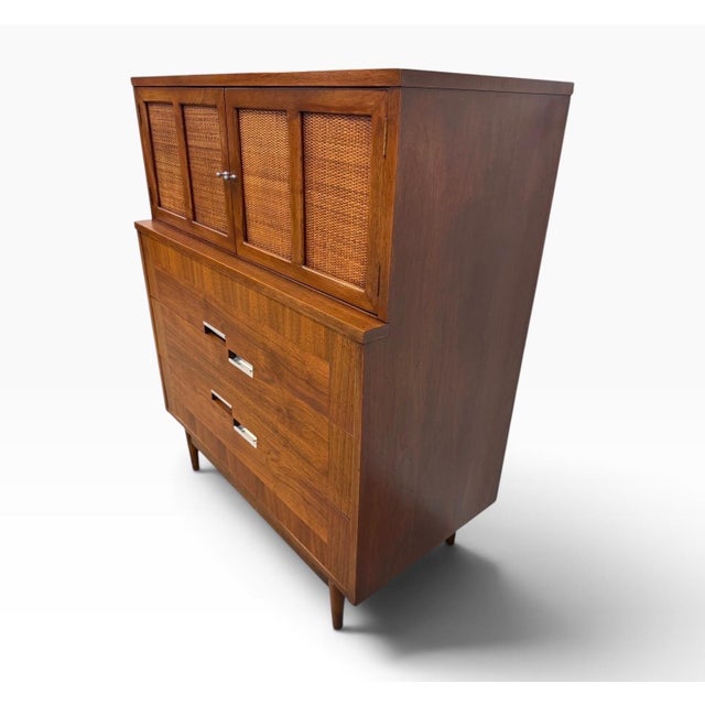 Mid-Century Modern Mid-Century Modern American of Martinsville Accord Walnut High Chest For Sale - Image 3 of 12