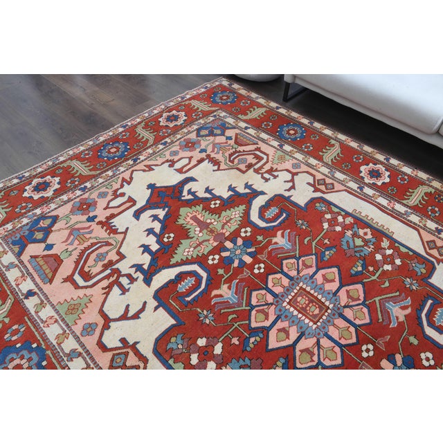 1970s Vintage Milas Handmade Wool Cotton Pink Red Area Rug For Sale - Image 10 of 11
