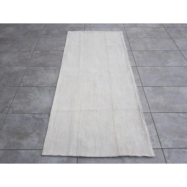 1960s Vintage White Mini Runner Rug For Sale - Image 11 of 11