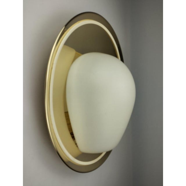 Wall Lamp in Brass and Opal Glass attributed to Wilhelm Wagenfeld, 1950s For Sale - Image 12 of 12