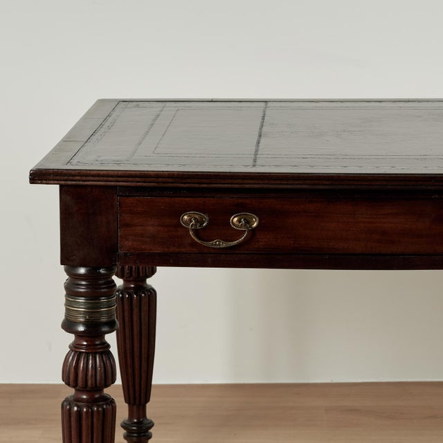 William IV Antique English William IV Leather Top Library Table or Desk For Sale - Image 3 of 13