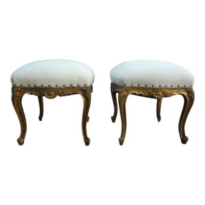 Pair of 19th Century French Regence Style Giltwood Ottomans