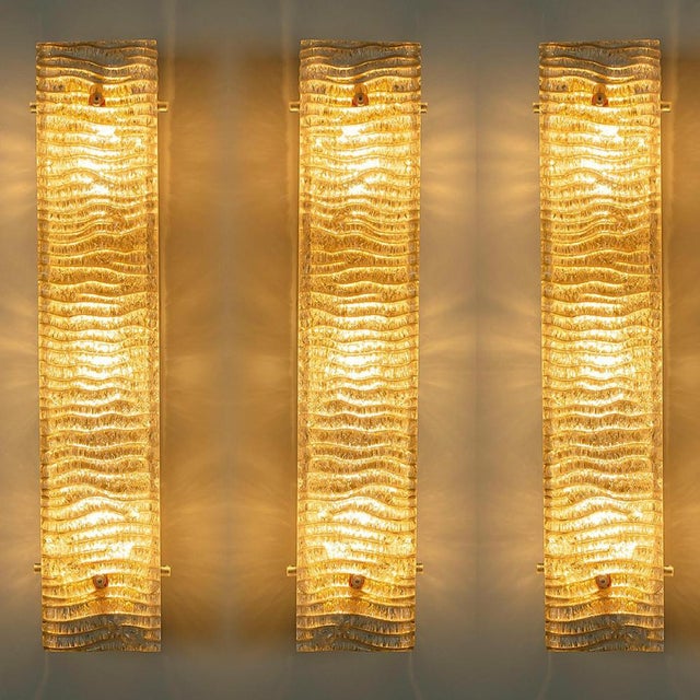Metal Structured Glass and Brass Wall Light from Kaiser, 1960s For Sale - Image 7 of 18