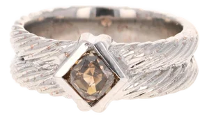 0.86 Carat Natural Champagne Diamond 14 Karat White Gold Band, Size 7.25