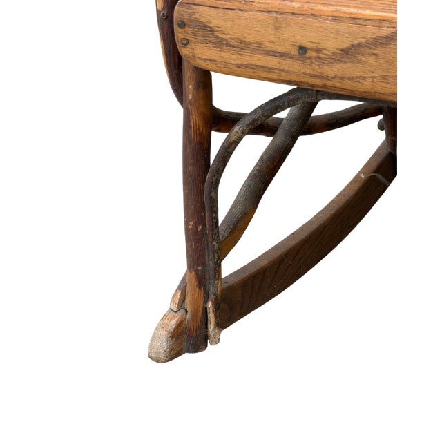 Late 20th Century Handcrafted Rustic Hickory Twig Rocking Chair With Matching Footstool Adirondack Lodge Style For Sale - Image 13 of 18