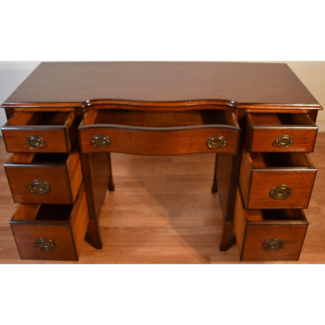 1930 English Regency Mahogany Vanity Makeup Desk Ladies Desk For Sale - Image 9 of 17