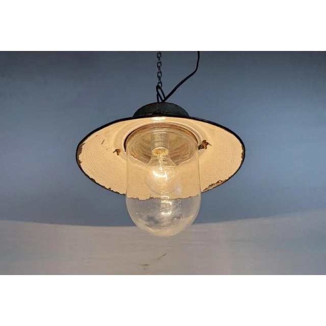 Green Enamel and Cast Iron Industrial Pendant Light, 1960s For Sale - Image 16 of 17
