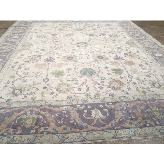 Galerie Shabab Collection Mid-20th Century Turkish Oushak Large Square Carpet For Sale In New York - Image 6 of 8