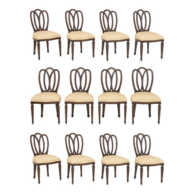 Hepplewhite Style Mahogany Dining Chairs, 12 For Sale