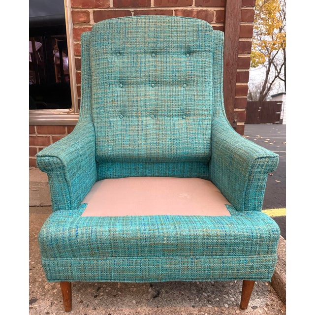 1970s Vintage Mid-Century High Back Armchair For Sale - Image 4 of 11