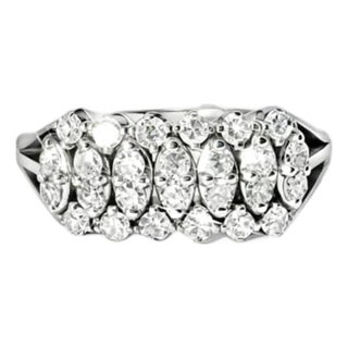 Late 19th Century 18K White Gold Diamond Band Ring Antique Estate, Size 9 For Sale