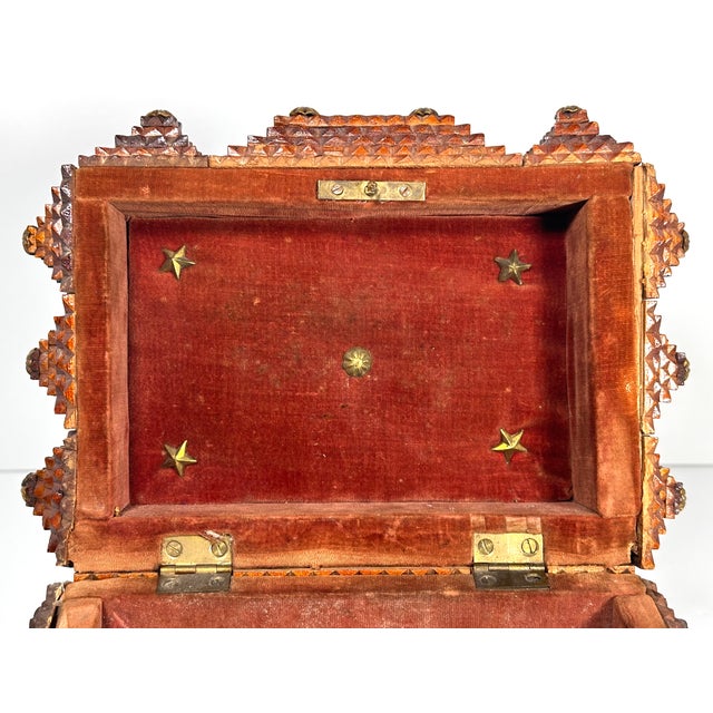 Antique Folk Tramp Art Box For Sale - Image 9 of 17