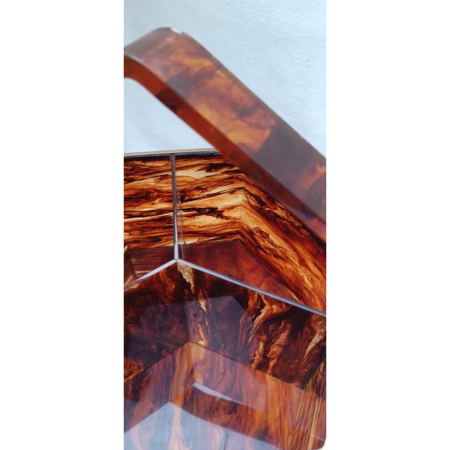 Large Hexagonal Acrylic Glass Container with Turtle Effect, Italy, 1970s For Sale - Image 11 of 18
