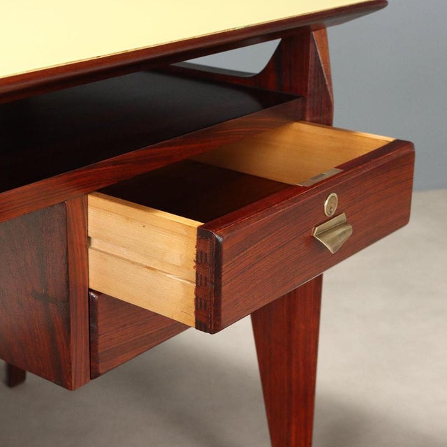 Vintage Desk with Exotic Wood Veneer, 1960s For Sale - Image 6 of 10