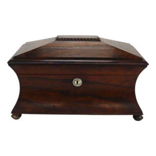 English Georgian Rosewood Tea Caddy C1830 For Sale