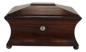 English Georgian Rosewood Tea Caddy C1830