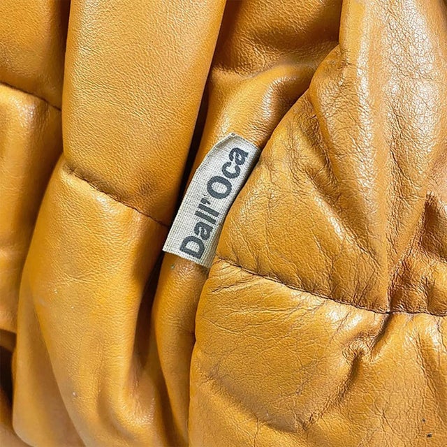 Italian Modern Caramel Leather Piumino Sofa attributed to De Pas, Durbino & Lomazzi, 1970s For Sale - Image 15 of 16